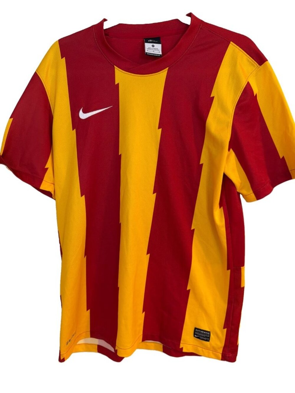NIKE FOOTBALL SHIRT ENERGY YELLOW/RED Mens Sz M Authentic